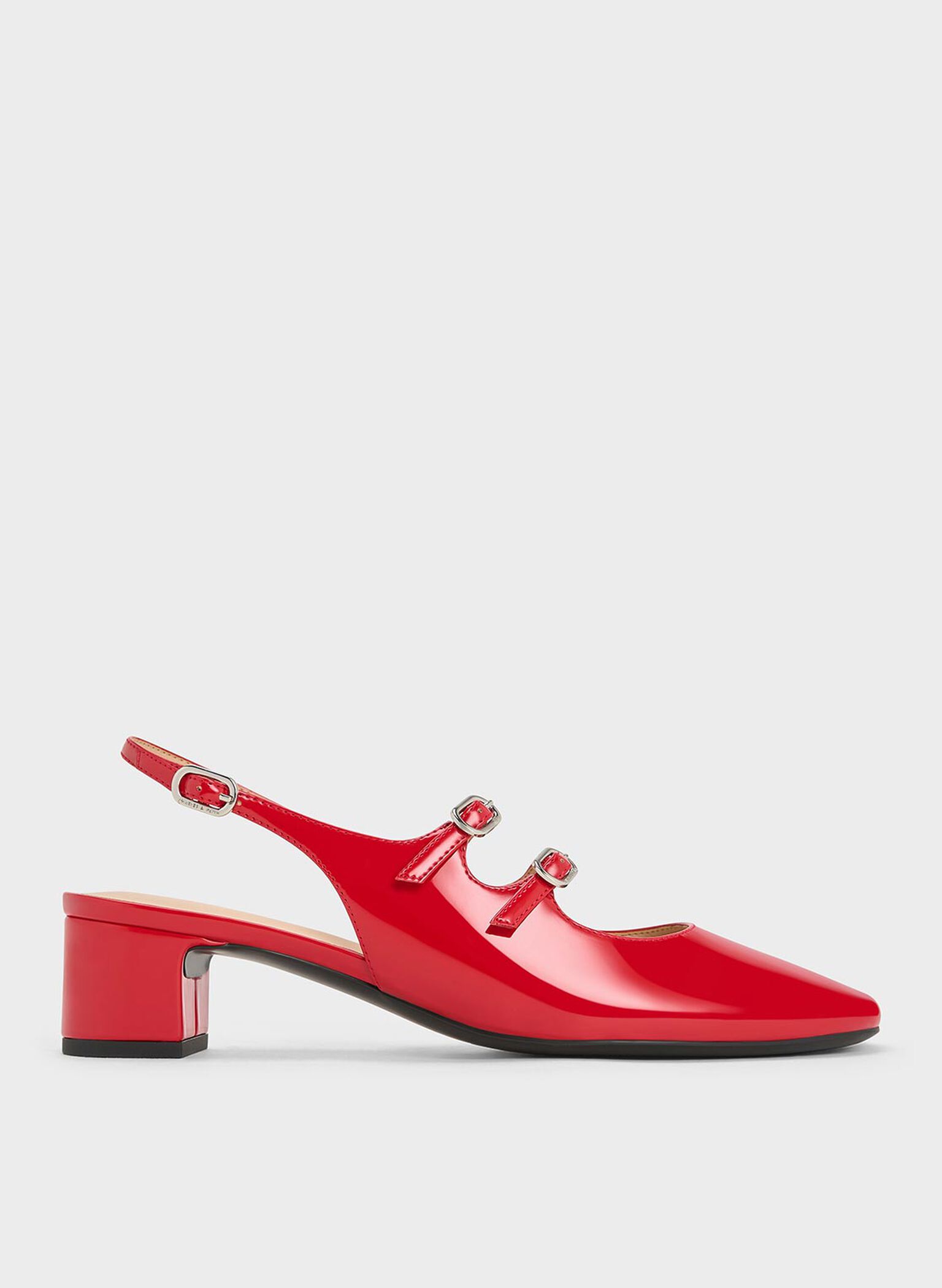 Clementine Double-Strap Slingback Mary Jane Pumps, Red, hi-res