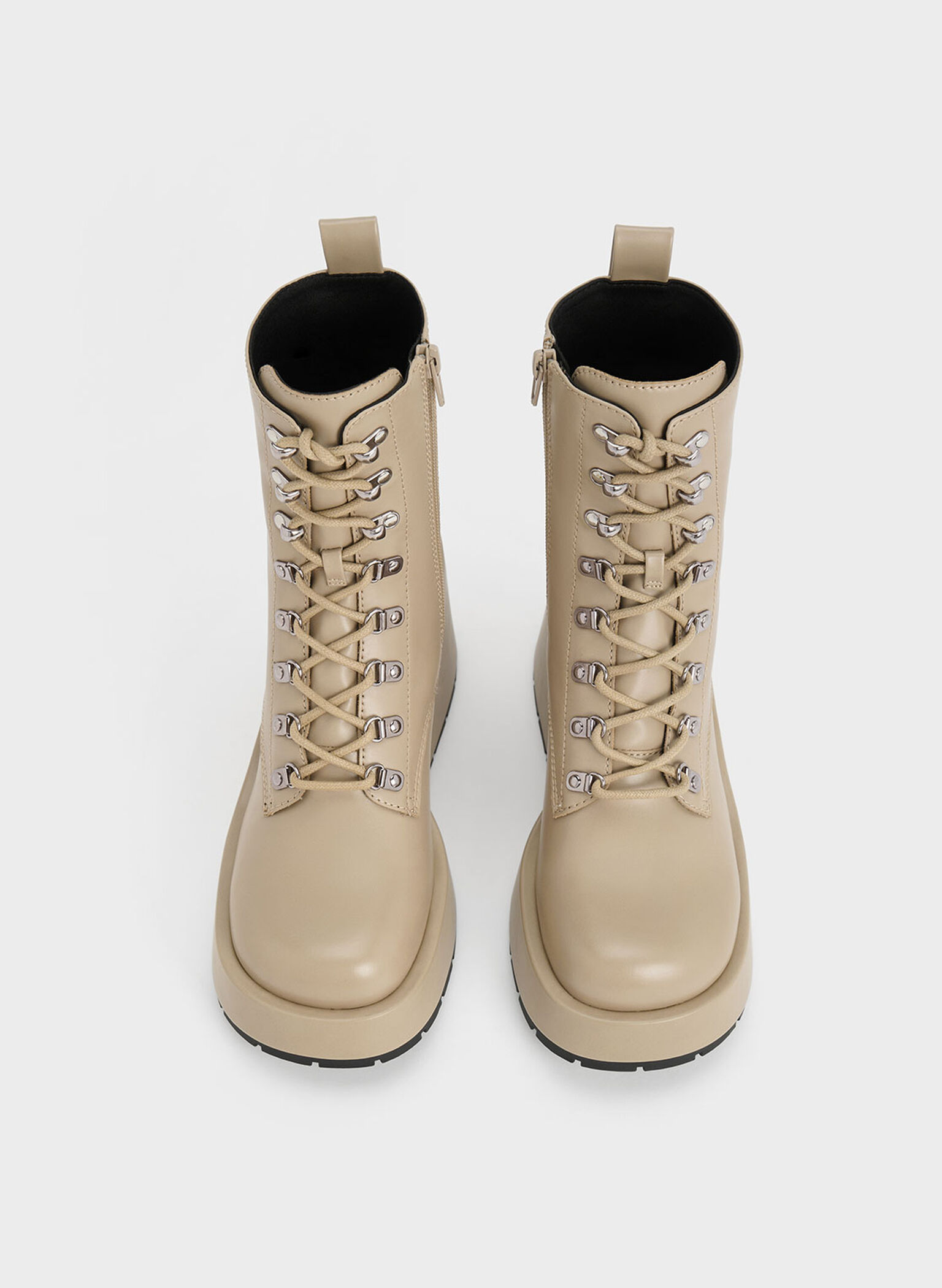 Lace-Up Platform Wedge Ankle Boots, Taupe, hi-res