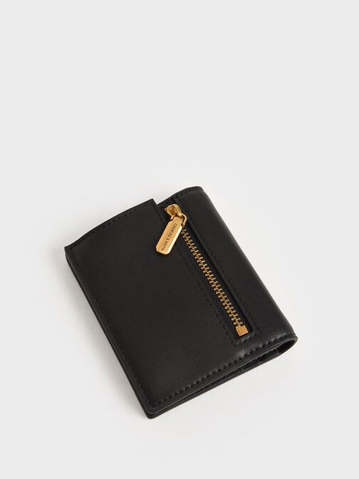 Zip Around Short Wallet, Black, hi-res