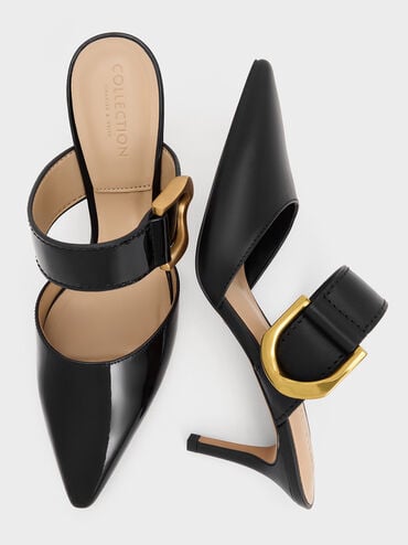 Gabine Patent Leather Mule Pumps, Black Patent, hi-res