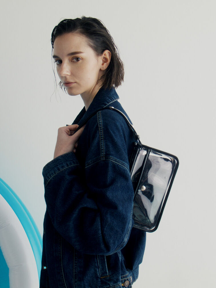 Norah See-Through Mesh Shoulder Bag, Clear, hi-res