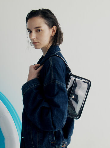Norah See-Through Mesh Shoulder Bag, Clear, hi-res
