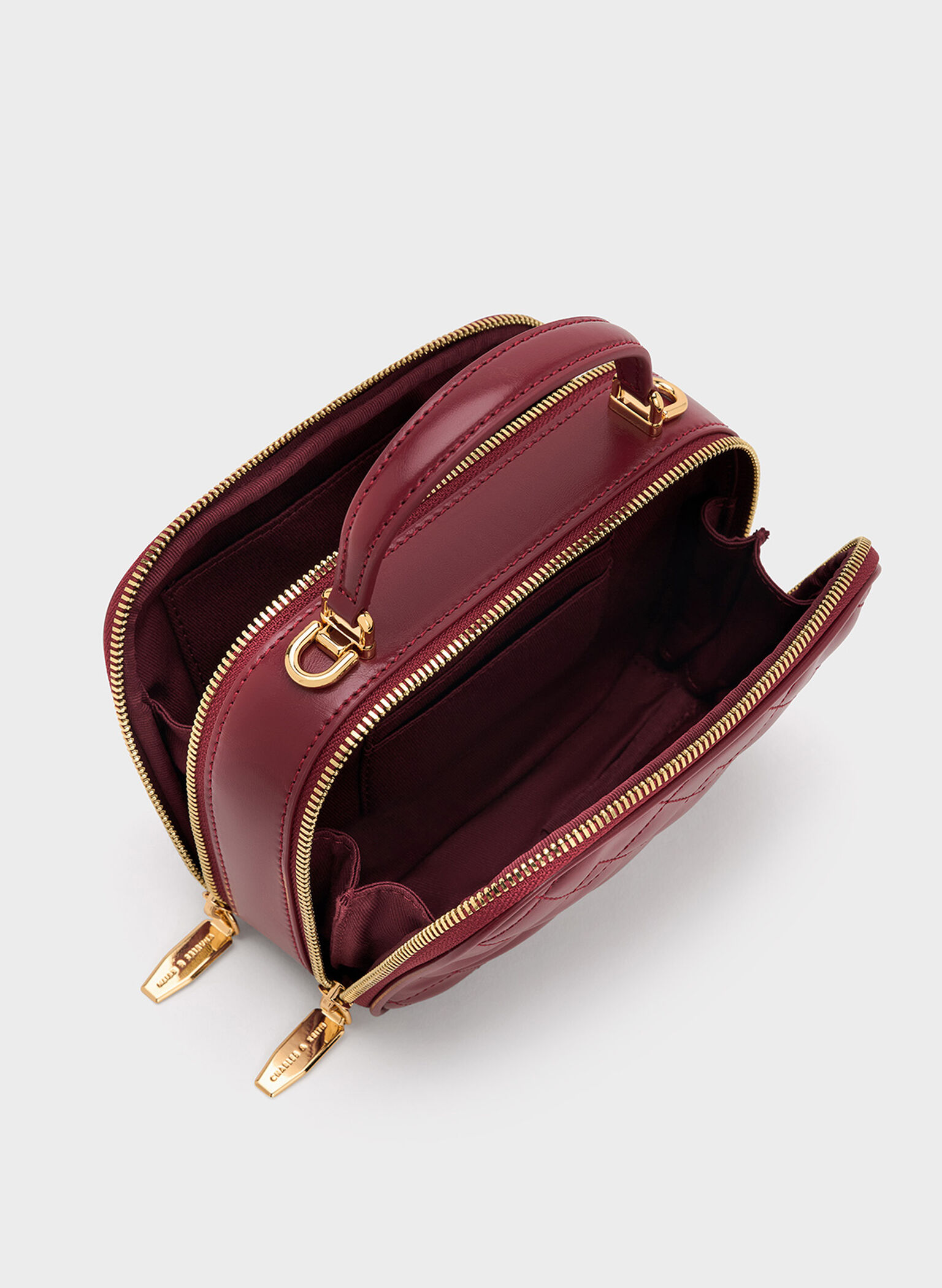 Duo Quilted Vanity Bag, Burgundy, hi-res