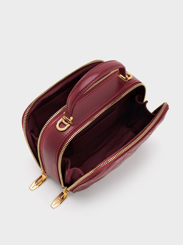 Duo Quilted Vanity Bag, Burgundy, hi-res
