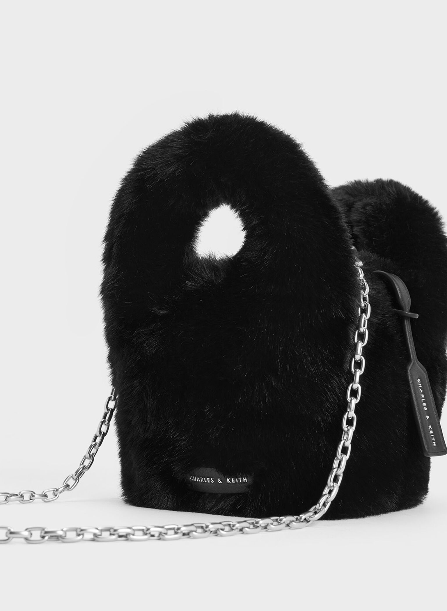 Yama Furry Chain-Handle Bag, Noir, hi-res
