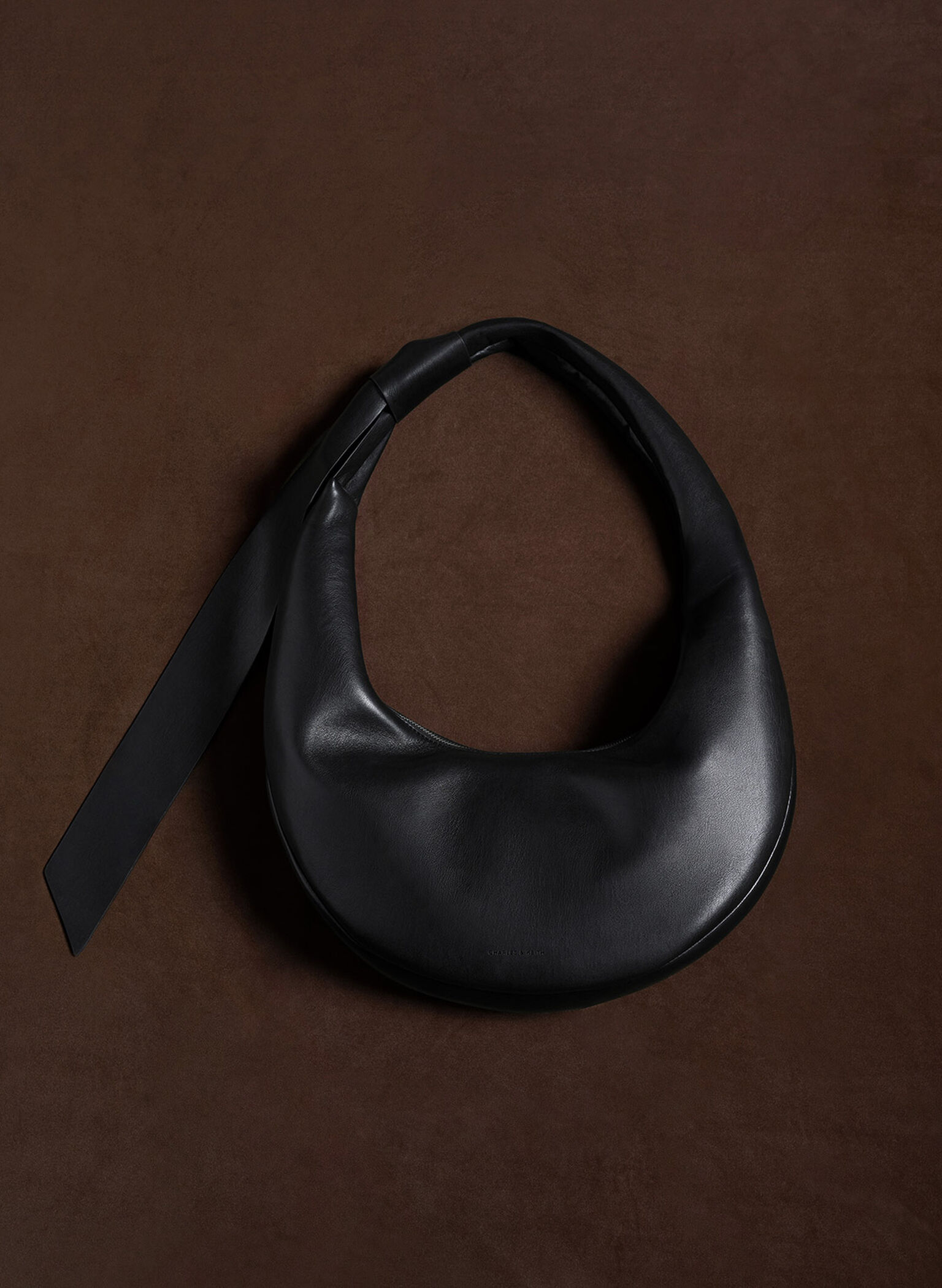 Toni Knotted Crescent Hobo Bag, Noir, hi-res