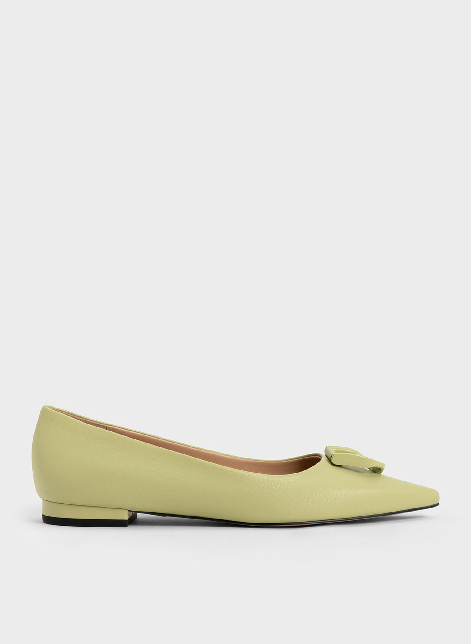 Gabine Leather Ballerinas, Green, hi-res