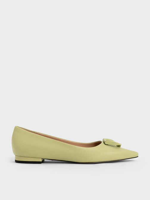 Gabine Leather Ballerinas, Green, hi-res