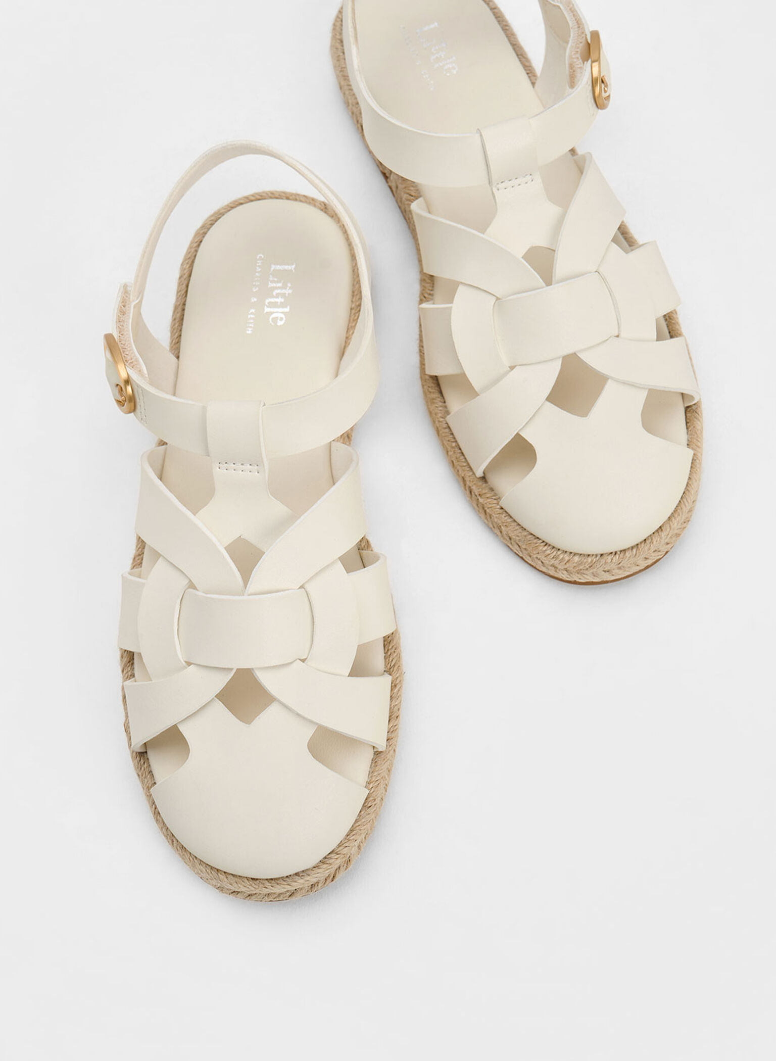 Girls' Interwoven Espadrille Sandals, Chalk, hi-res
