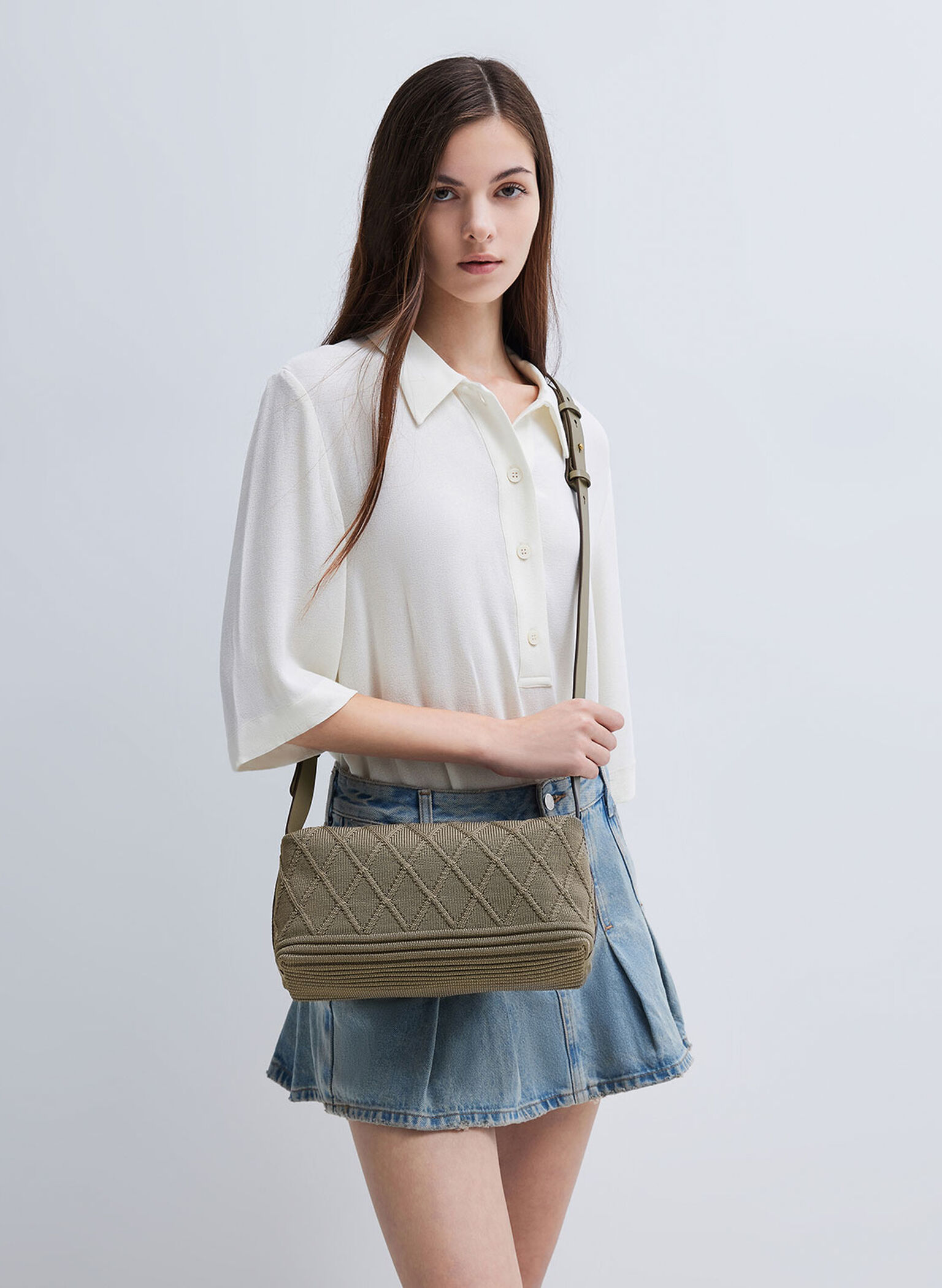 Willa Knitted Shoulder Bag, Khaki, hi-res