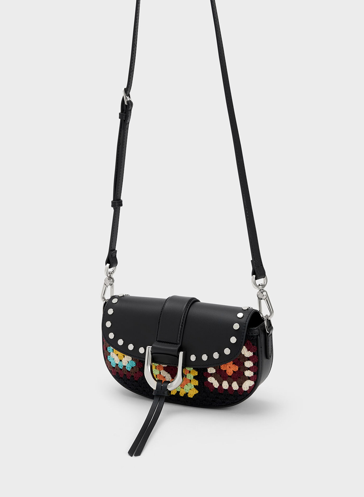 Gabine Floral Crochet Leather Shoulder Bag, Multi, hi-res