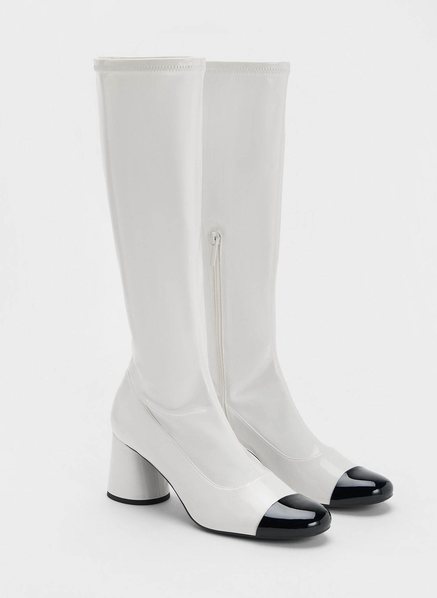 Coco Two-Tone Knee-High Boots, White, hi-res