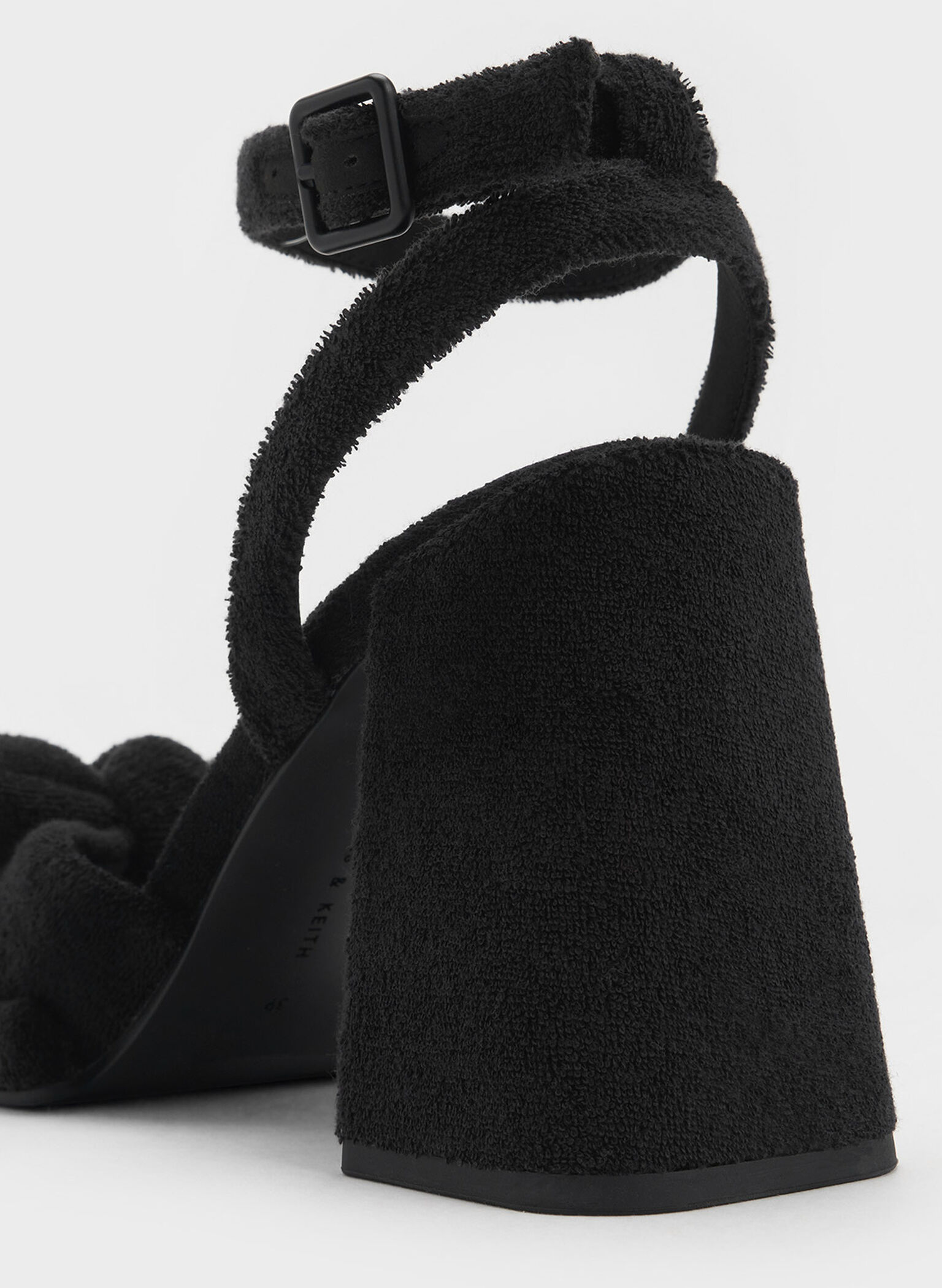 Loey Textured Bow Ankle-Strap Sandals, Black Textured, hi-res