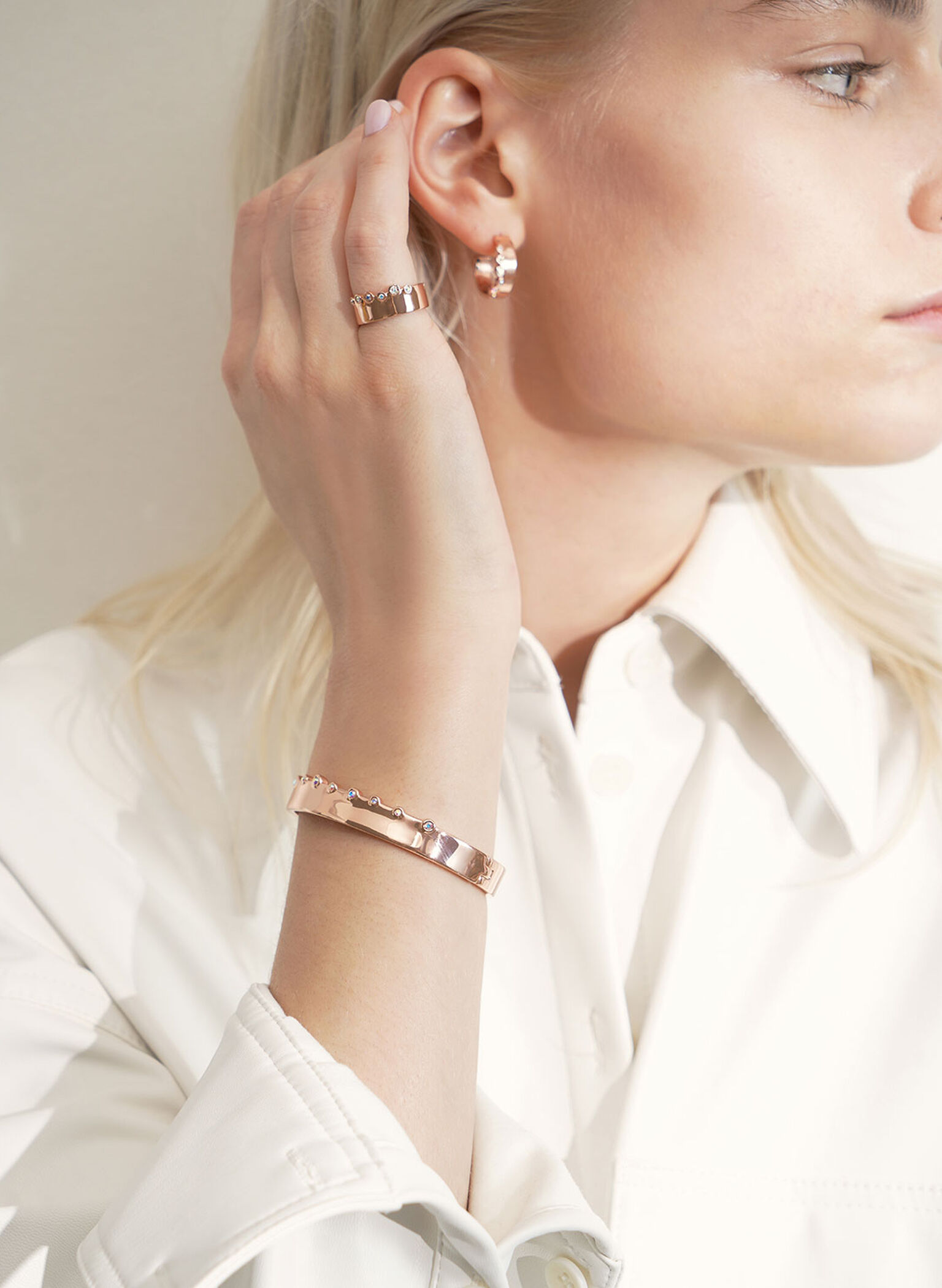 Swarovski® Crystal Studded Ring, Rose Gold, hi-res