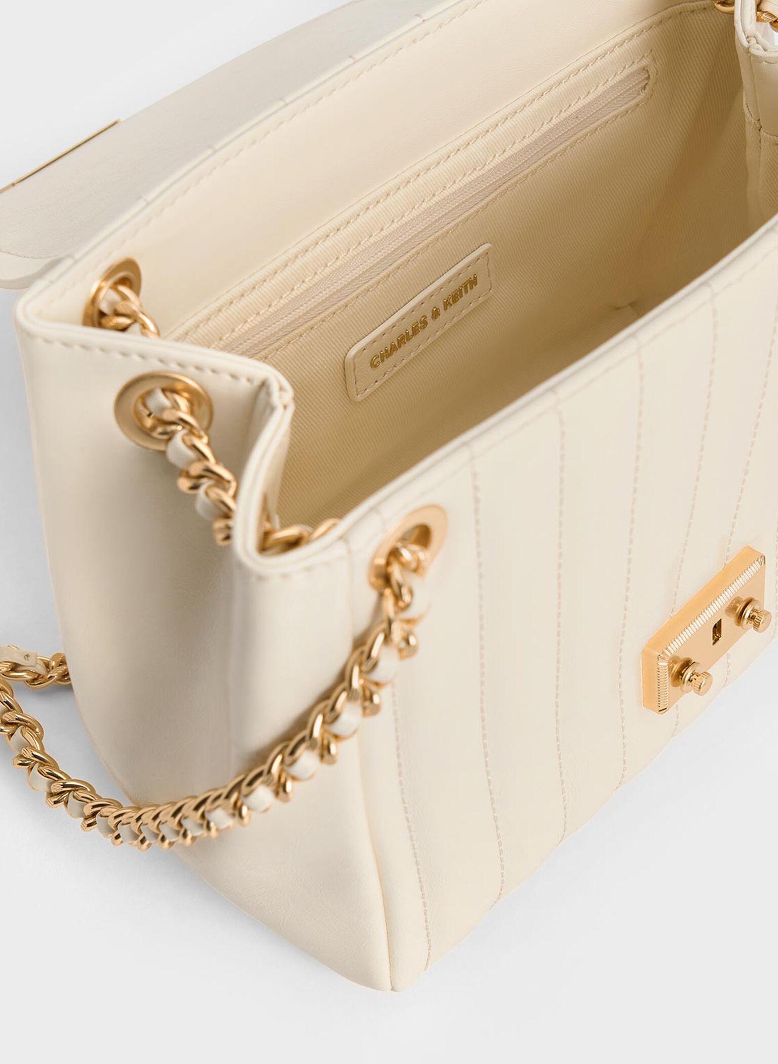 Donna Crinkle-Effect Shoulder Bag, Cream, hi-res