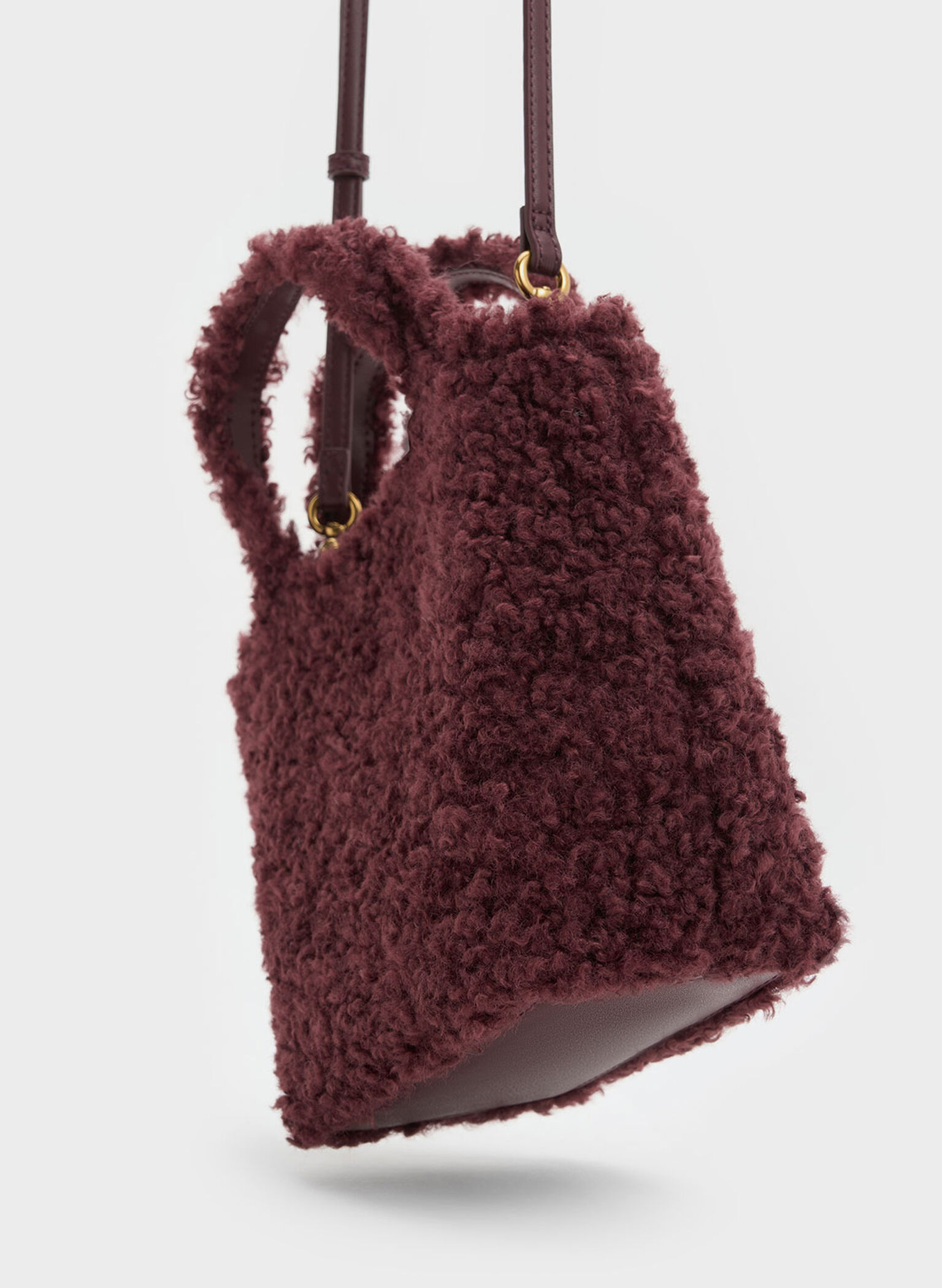 Arlys Furry Tote Bag, Burgundy, hi-res