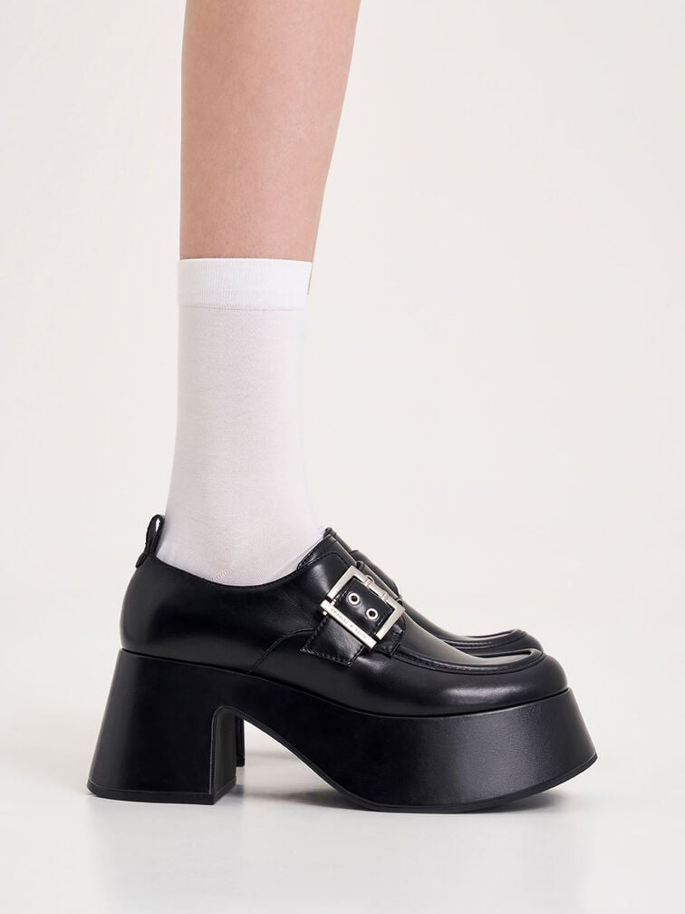 Rubina Buckled Chunky Loafers, Black, hi-res