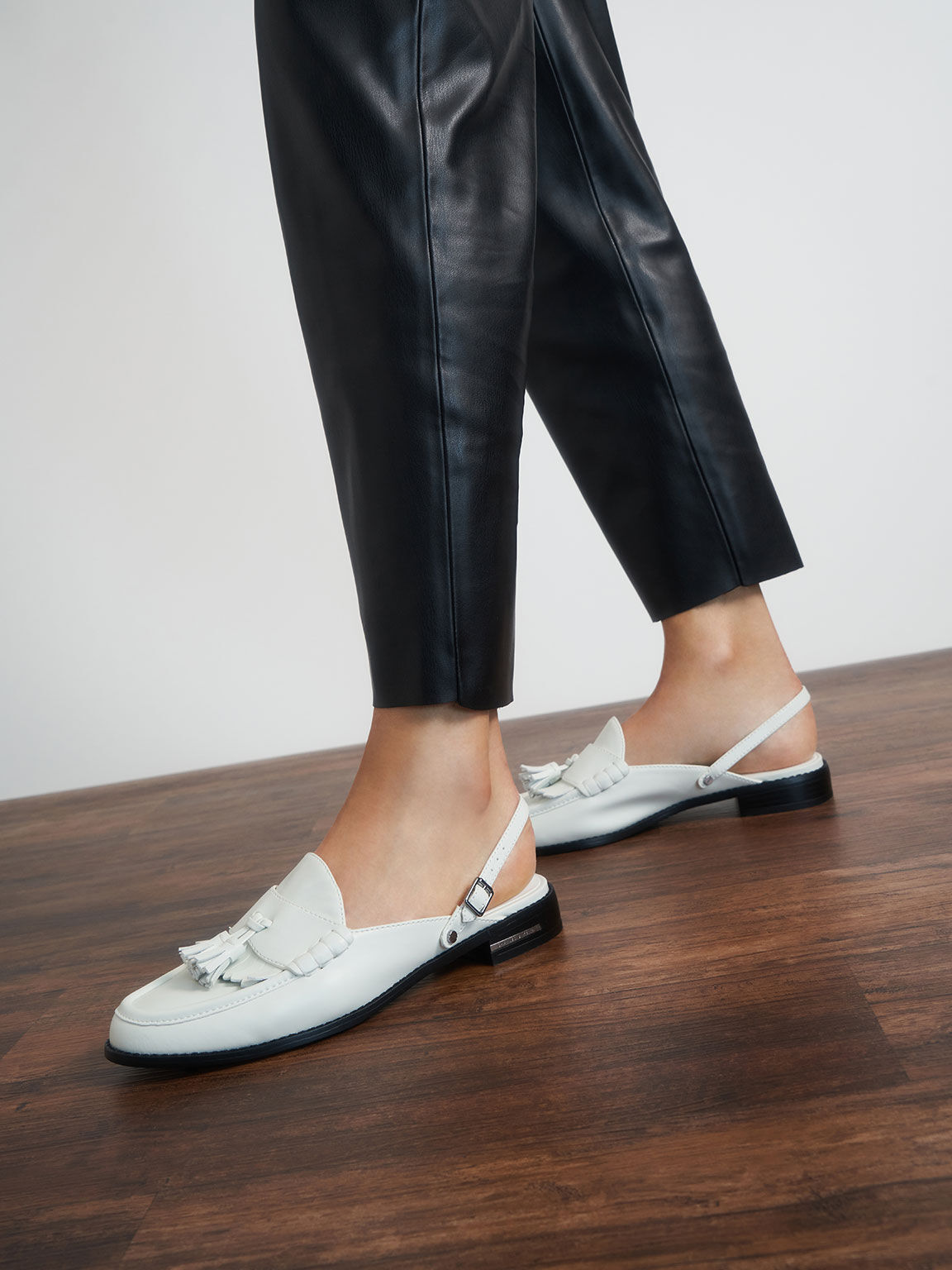 white slingback mules