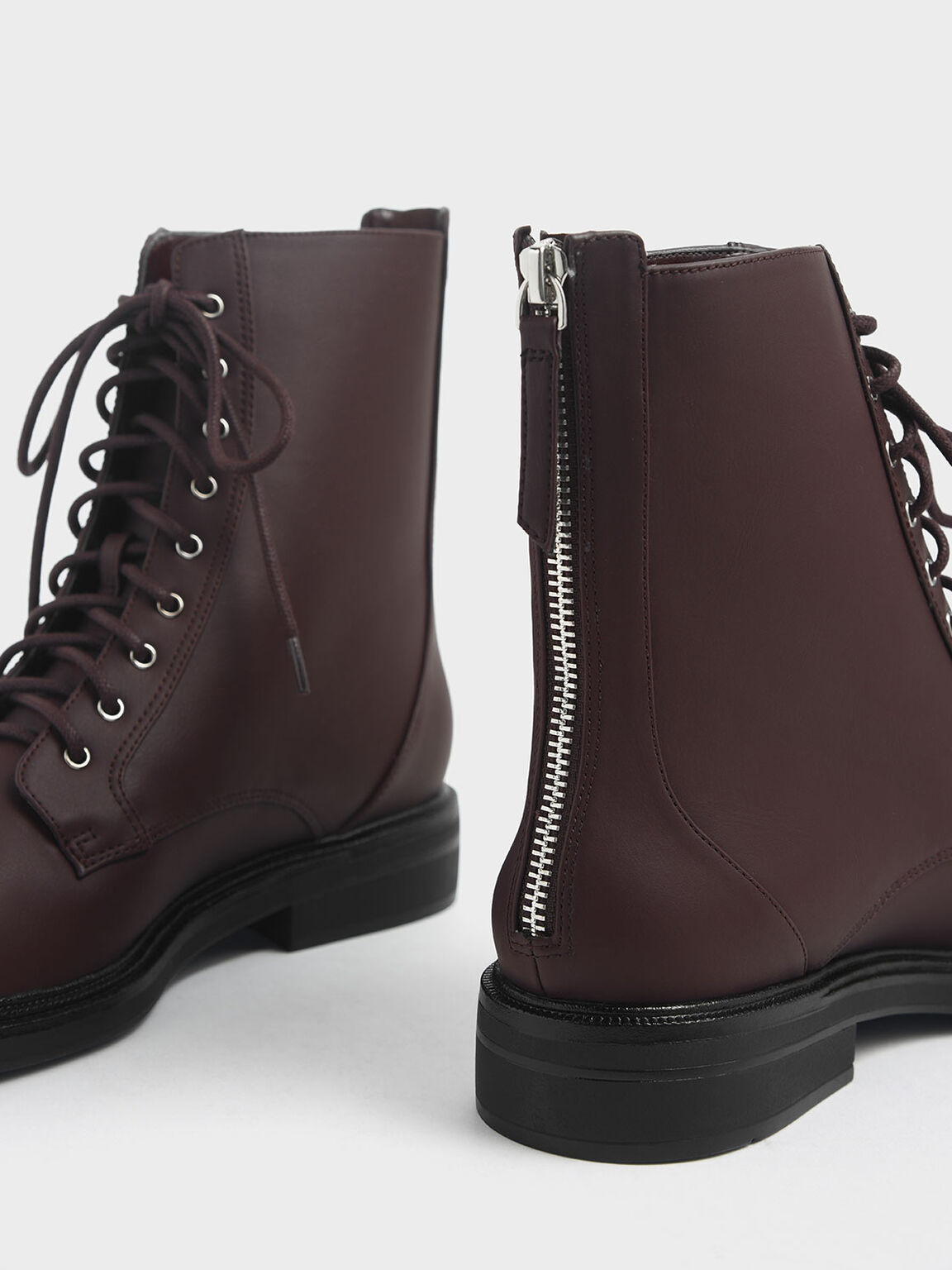 brown boots with lace up back