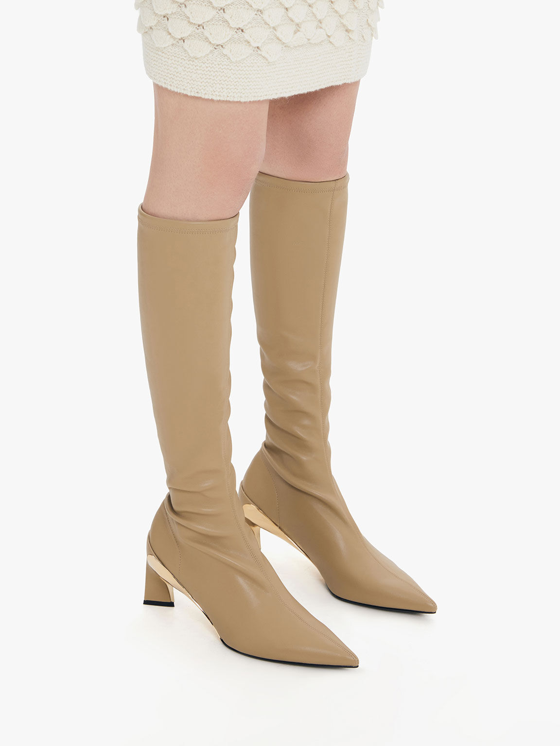 Taupe knee sale high boots uk