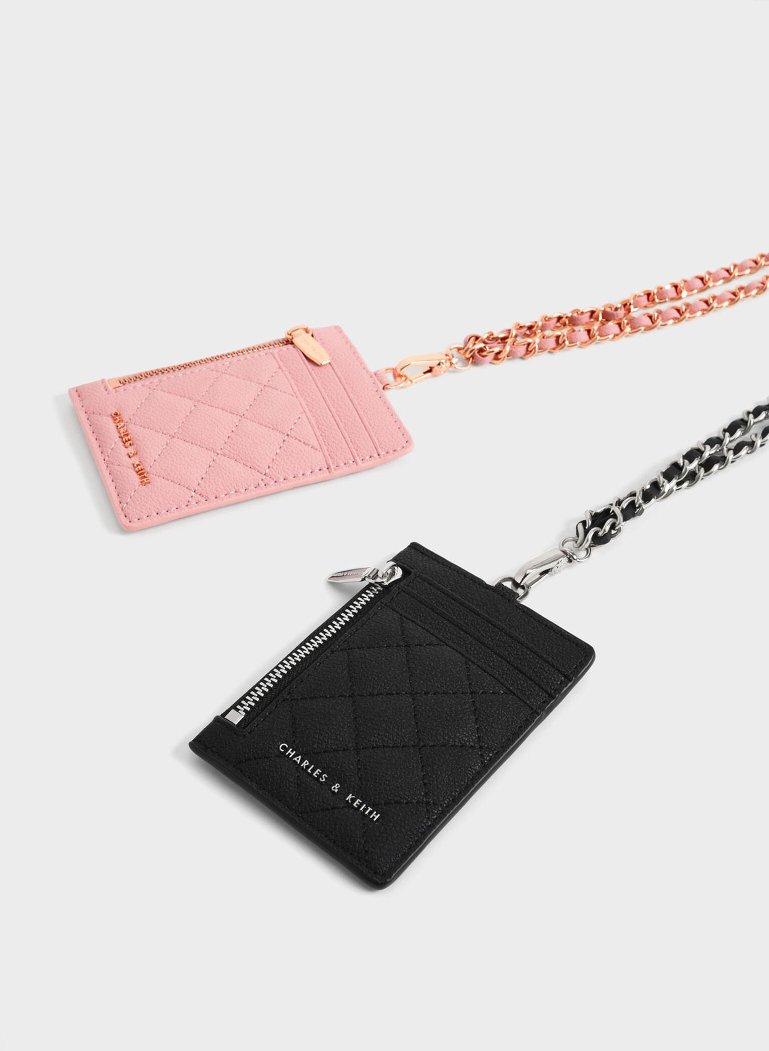 Braided Strap Card Holder, Pink, hi-res