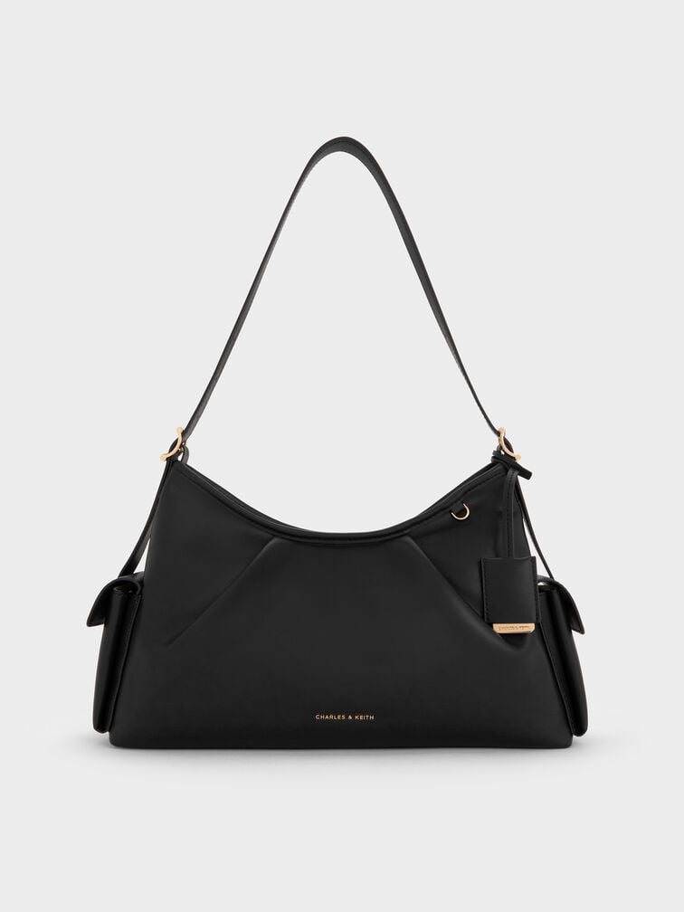 Khai Side-Pocket Shoulder Bag, Black, hi-res