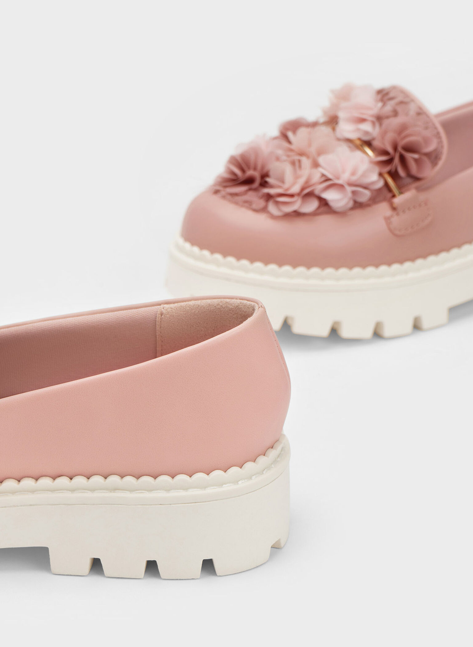 Girls' Floral Mesh Loafers, Blush, hi-res