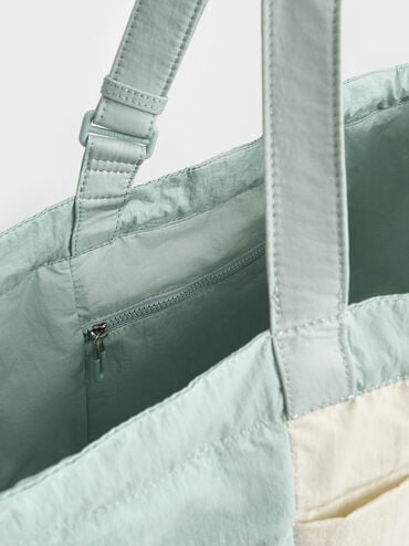 Terra Nylon Reversible Tote Bag, Sage Green, hi-res