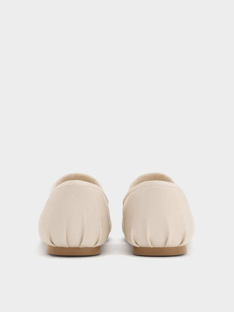 Winona Bow Furry-Strap Mary Jane Flats, Chalk, hi-res
