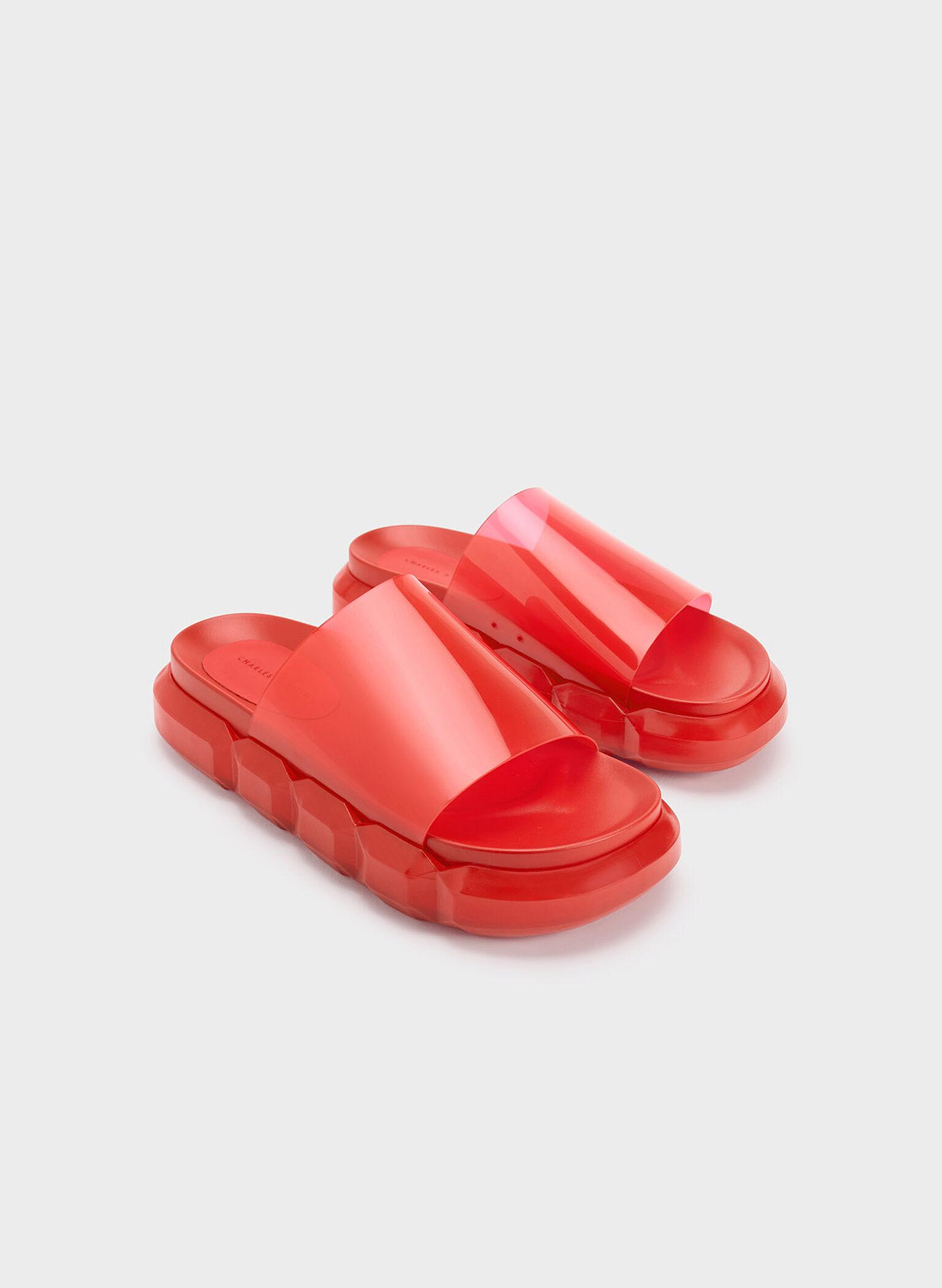 Fia See-Through Slide Sandals, Red, hi-res