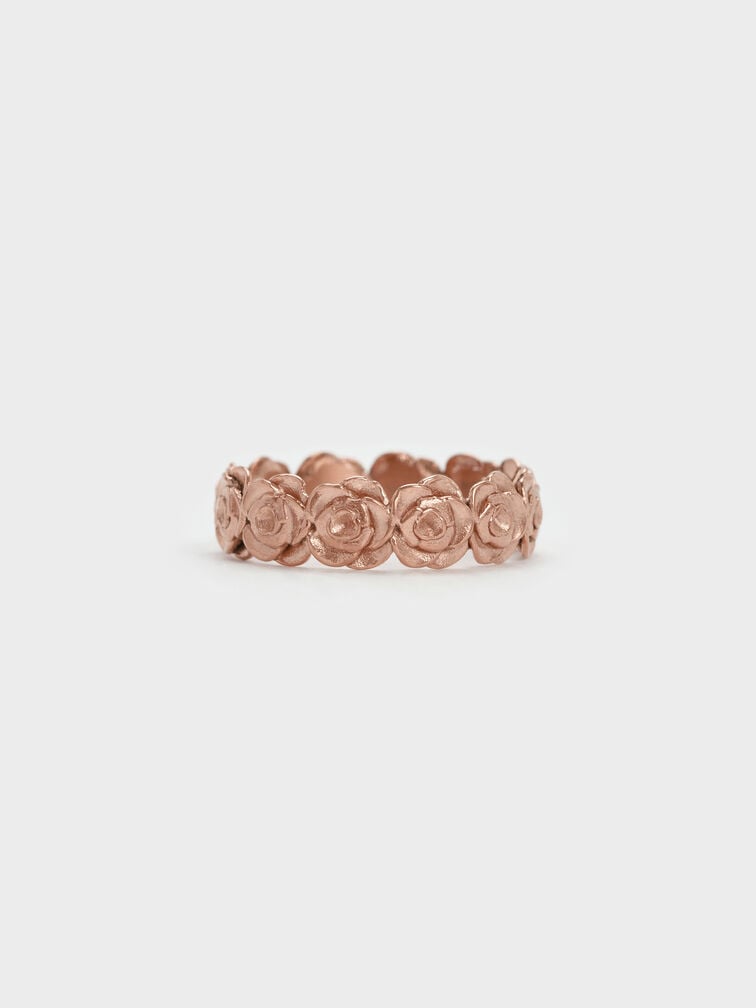 Rosalind Flower-Motif Ring, Brushed Rose Gold, hi-res
