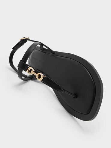 Trifina Metallic-Accent Thong Sandals, Black, hi-res