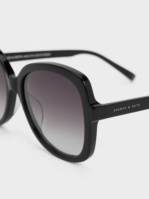 Acetate Butterfly Sunglasses, Black, hi-res