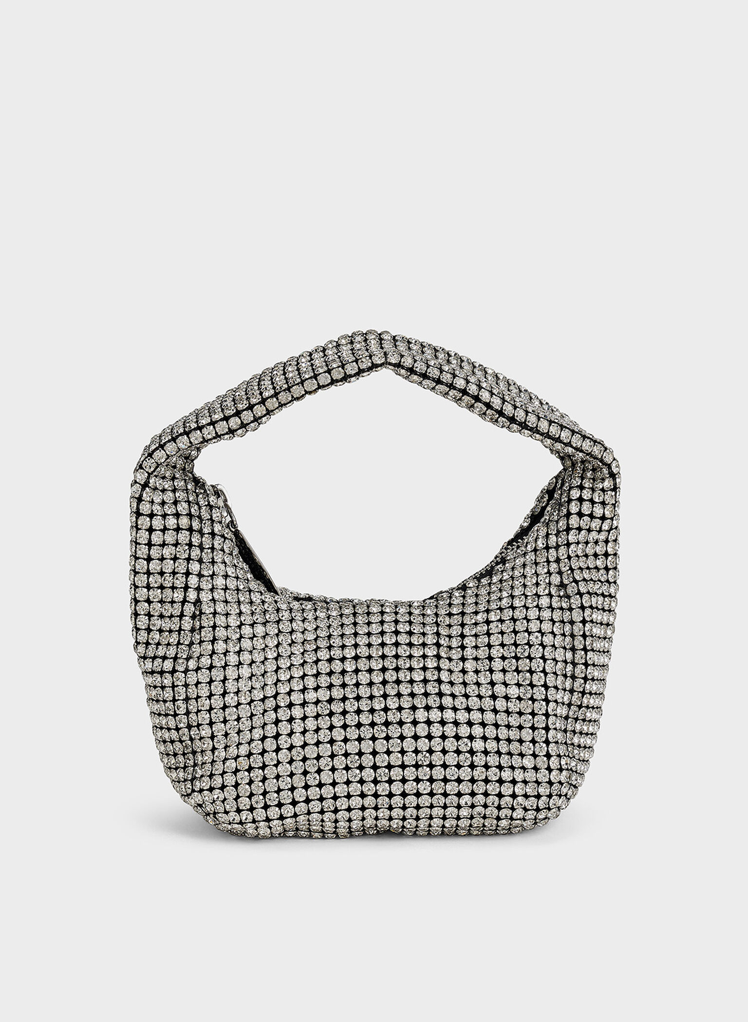 Crystal-Embellished Hobo Bag, Silver, hi-res