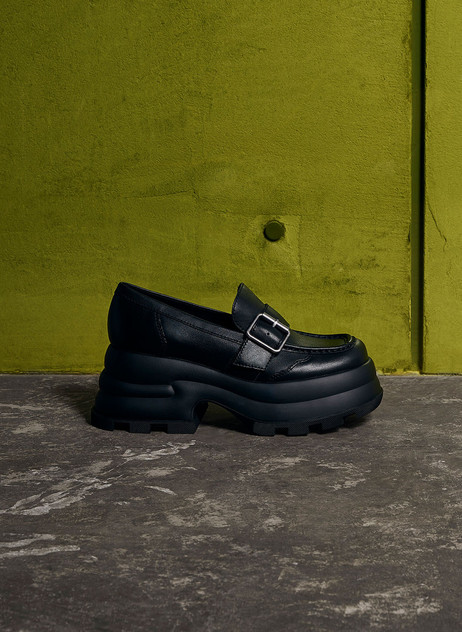 Black Jules Platform Buckled Loafers - CHARLES & KEITH UK