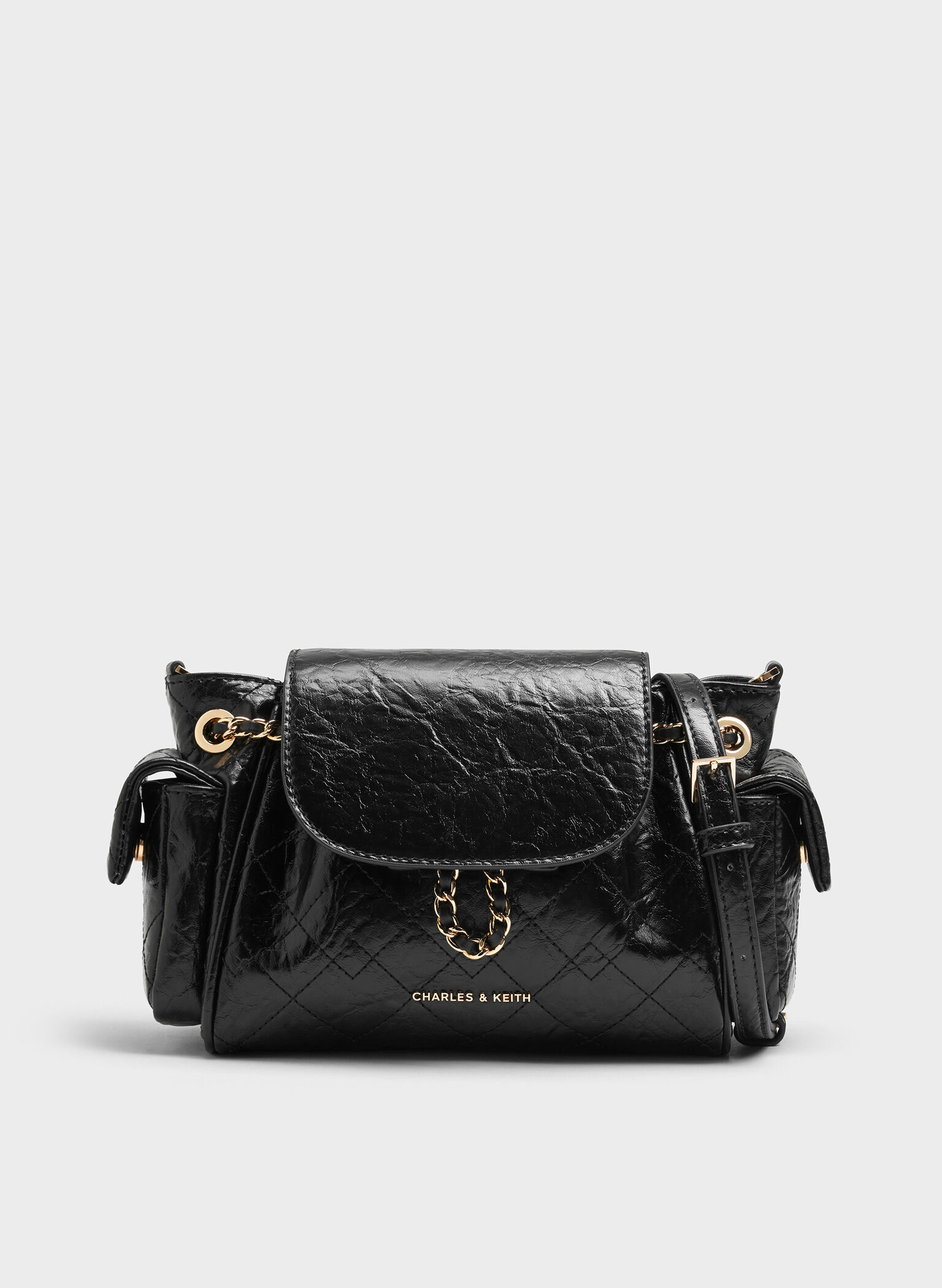 Duo Quilted Two-Way Front Flap Backpack, Black, hi-res