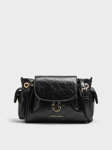 Duo Quilted Two-Way Front Flap Backpack, Black, hi-res