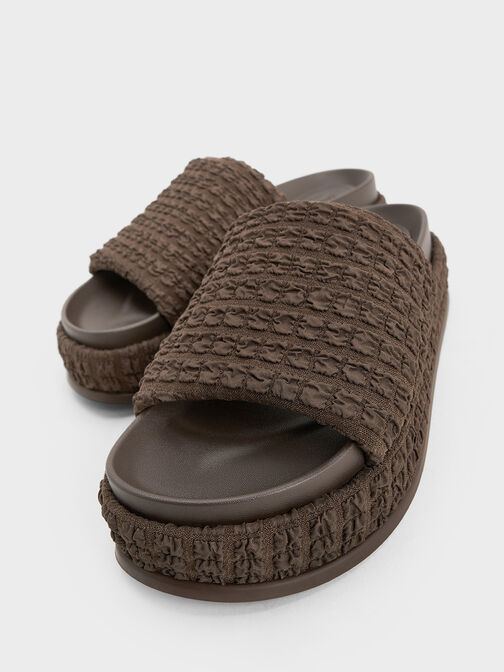 Loren Textured Platform Sandals, Dark Brown, hi-res