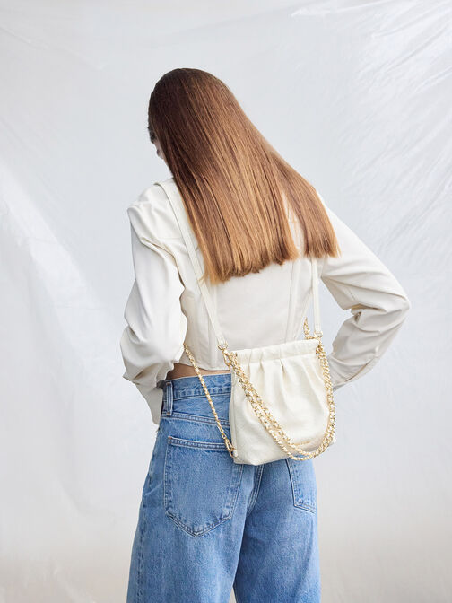 Duo Chain-Handle Two-Way Backpack, Cream, hi-res