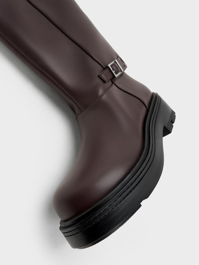 Davis Buckled Fold-Over Boots, Burgundy, hi-res