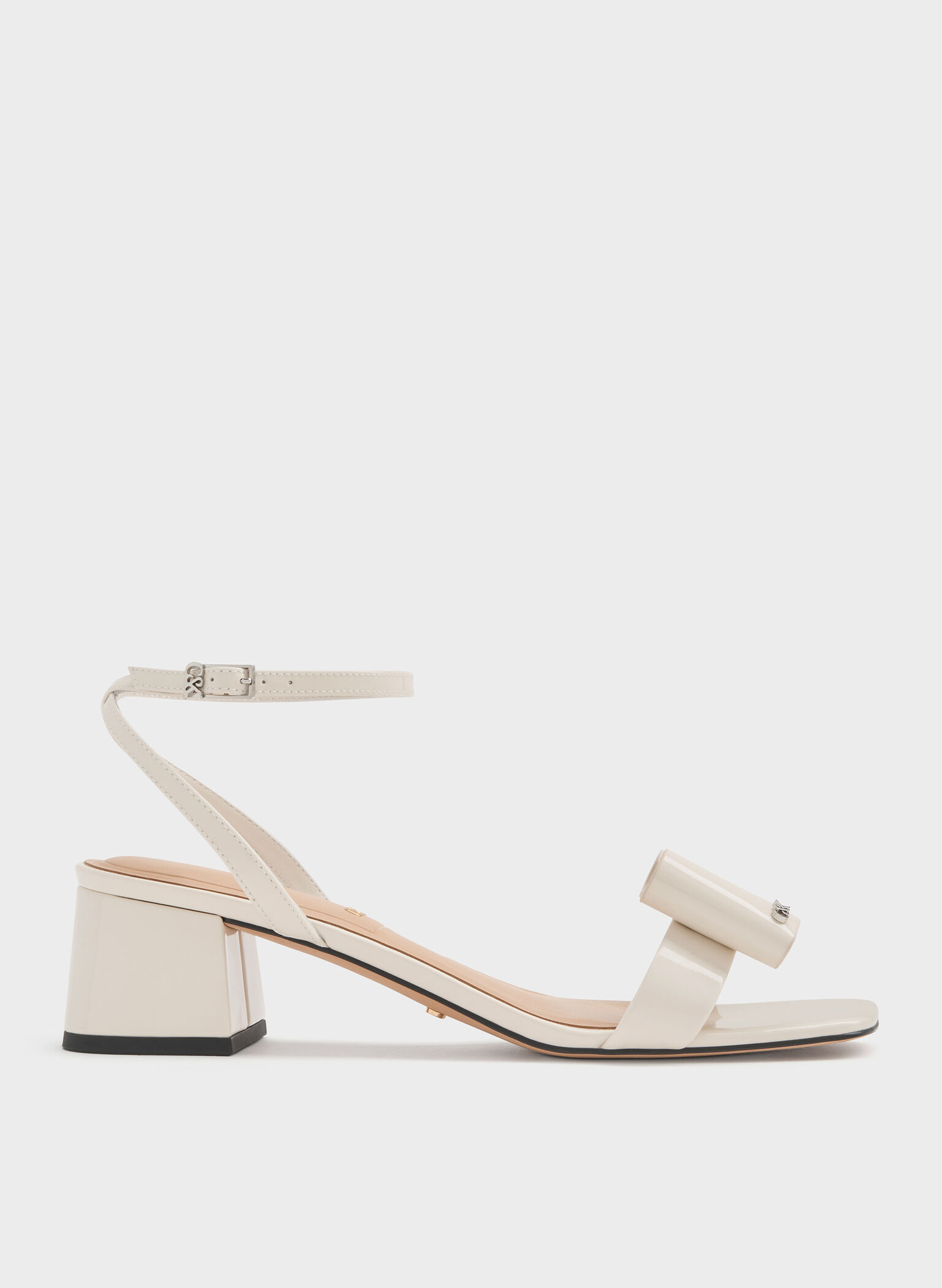 Lu Patent Leather Bow Heeled Sandals, Chalk, hi-res