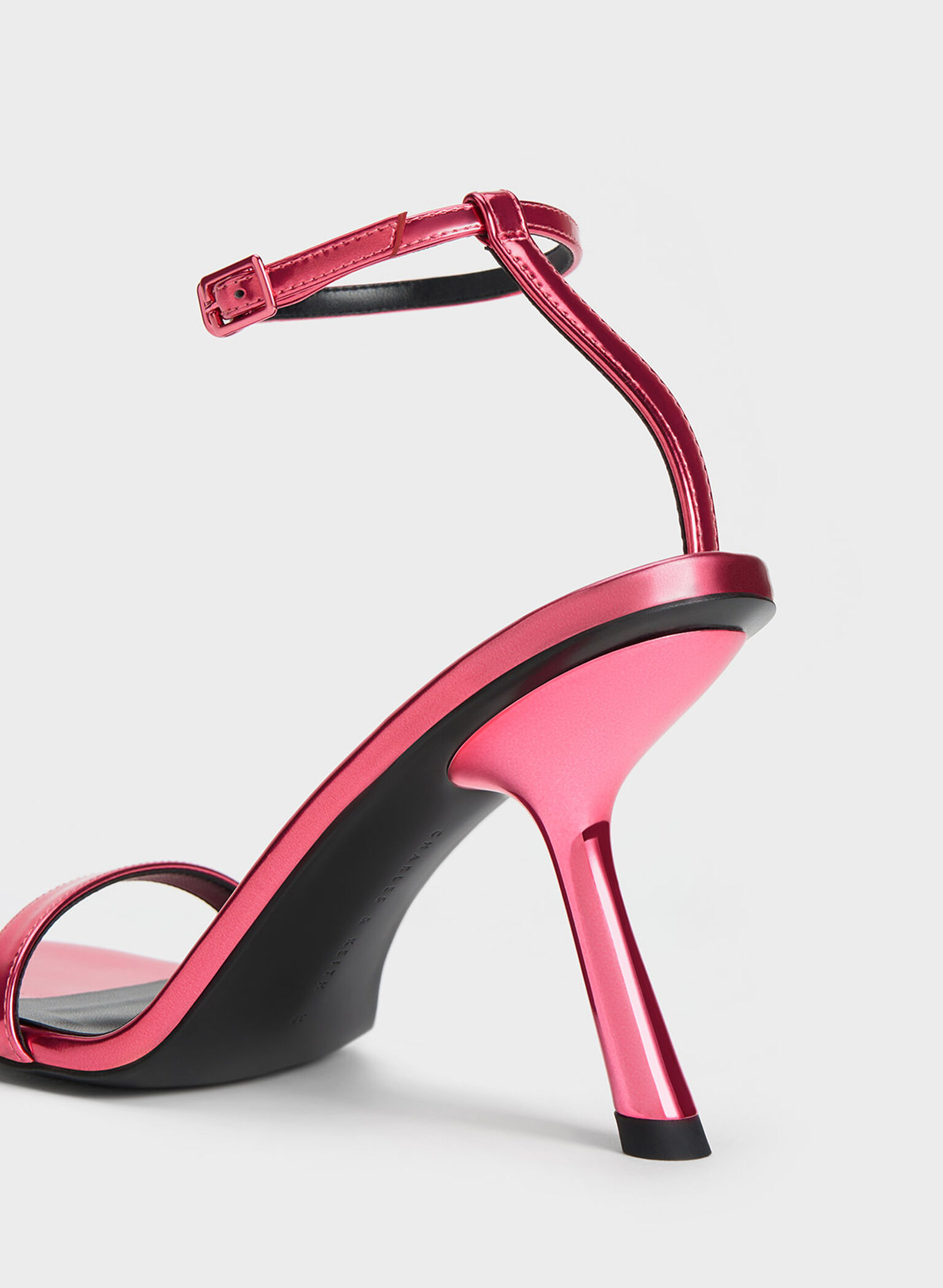 Metallic Slant-Heel Ankle-Strap Sandals, Fuchsia, hi-res