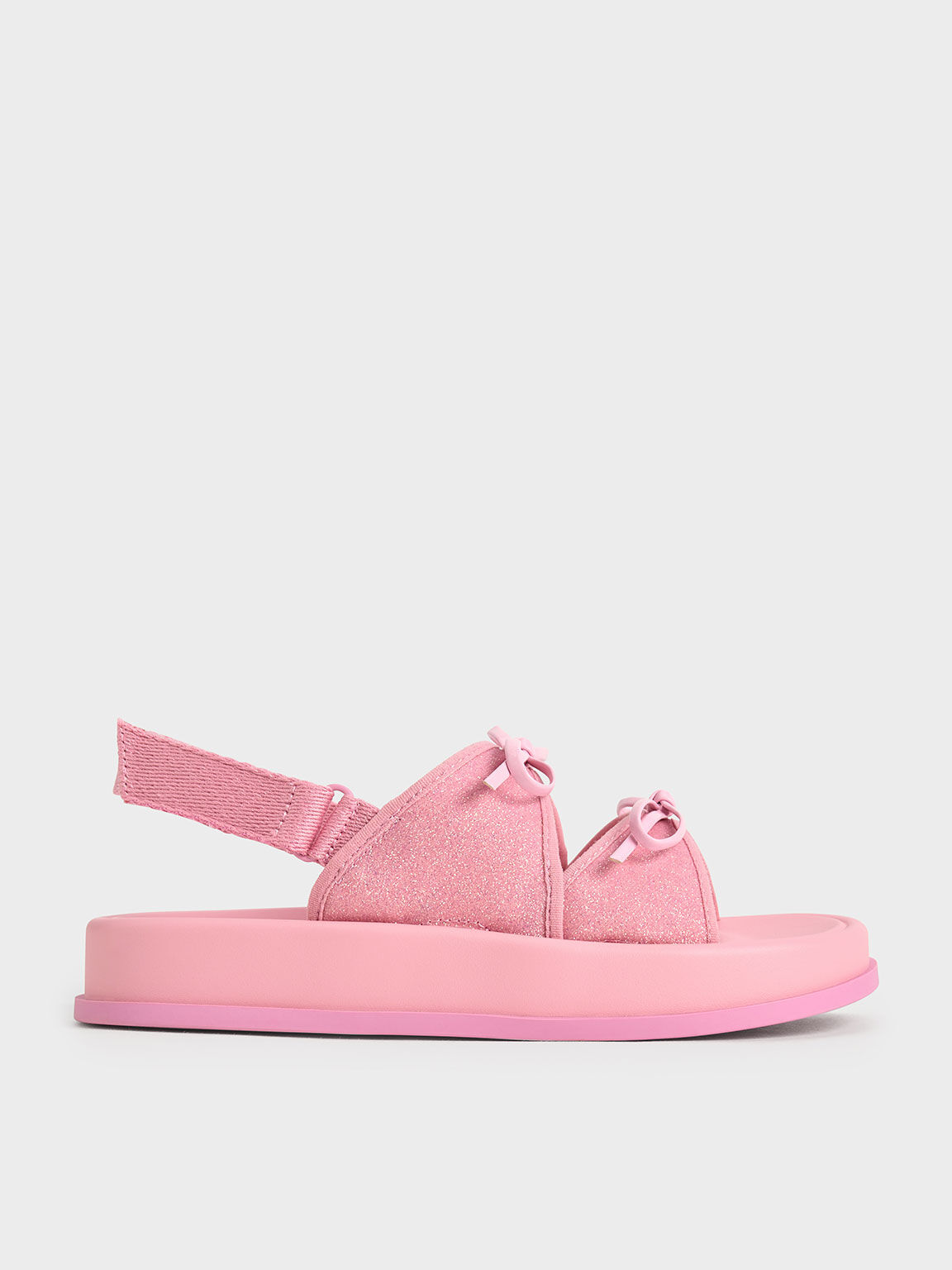 Girls Glittered Double Bow Sandals Pink