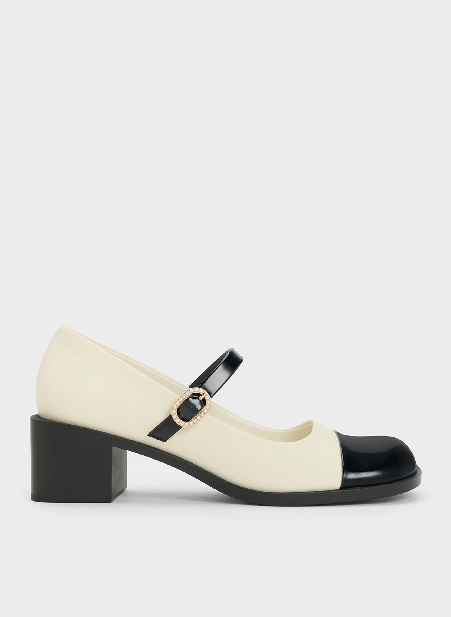 Patent Crystal-Embellished Buckle Two-Tone Mary Janes, Multi, hi-res
