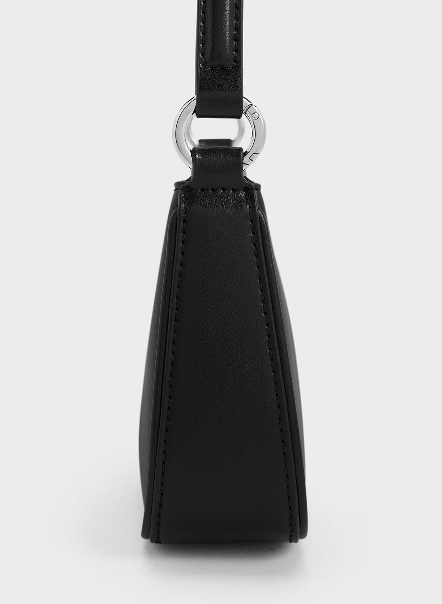 Elspeth Curved Shoulder Bag, Noir, hi-res