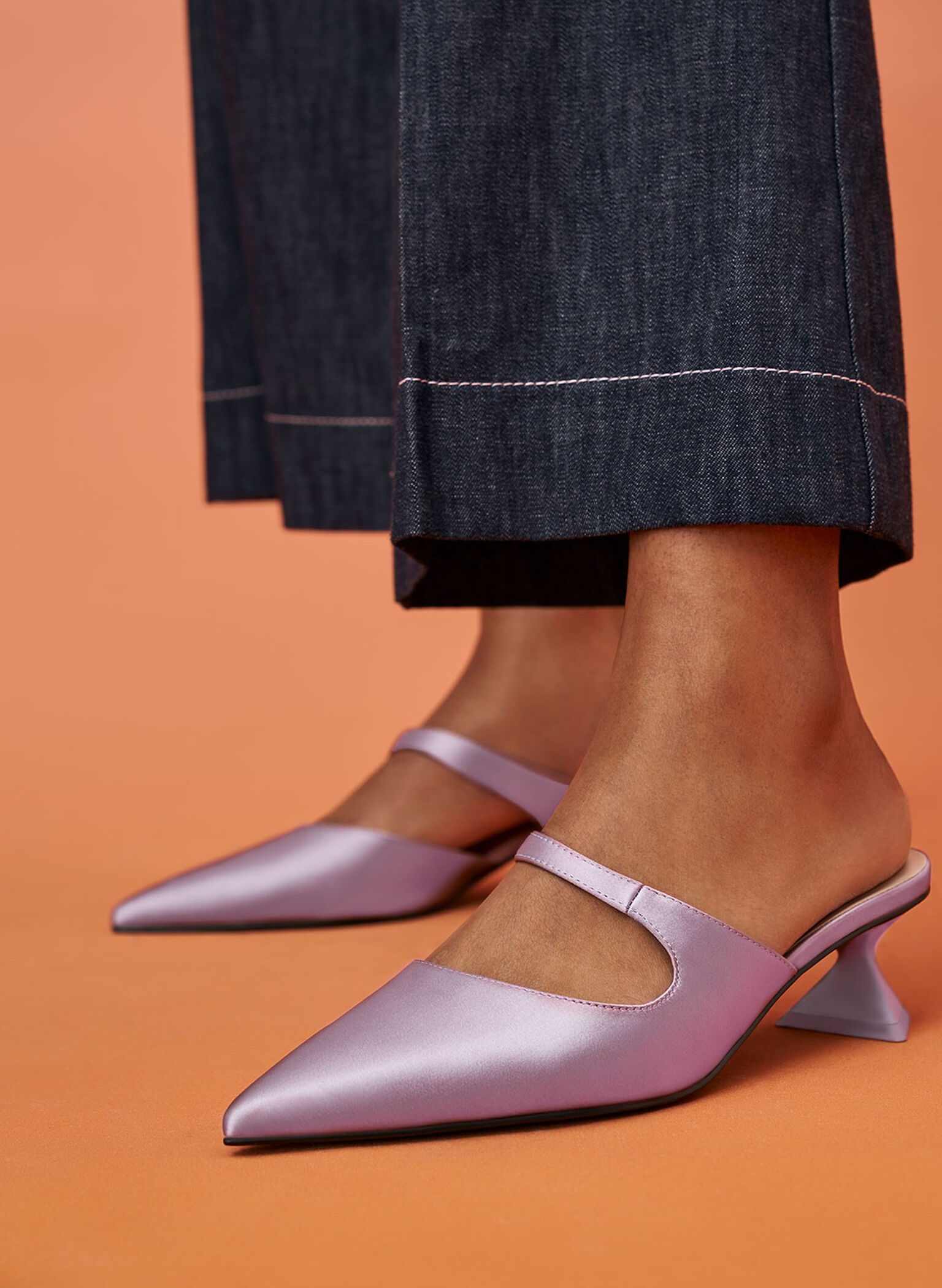 Asymmetric Sculptural Heel Pumps, Lilac, hi-res
