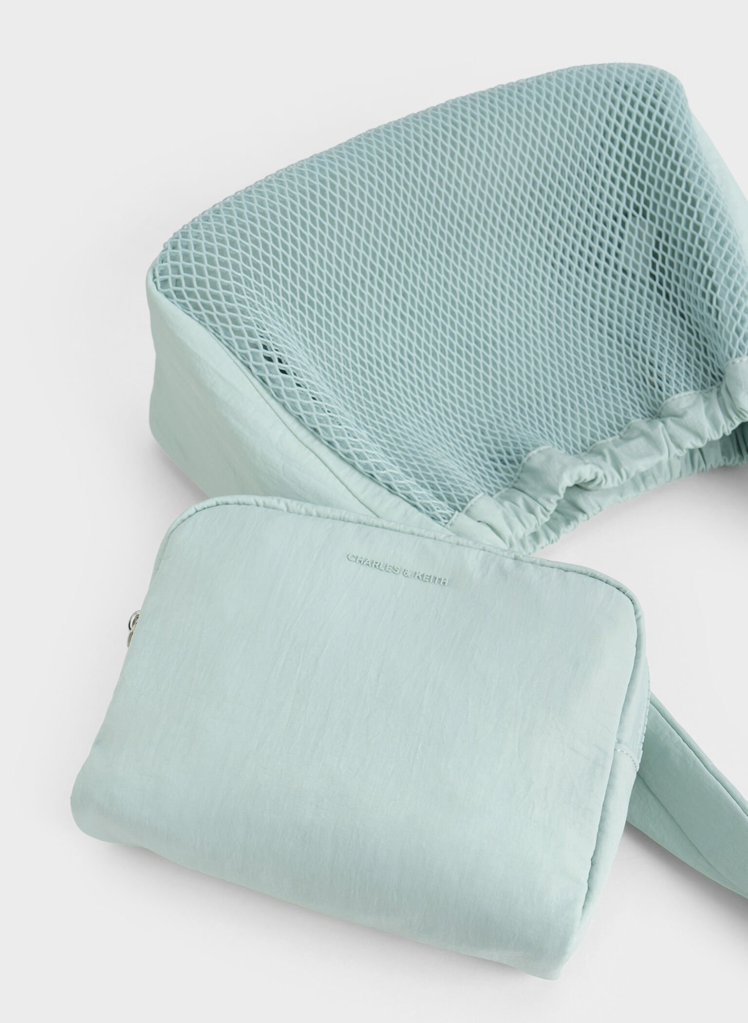 Terra Mesh & Nylon Shoulder Bag, Sage Green, hi-res