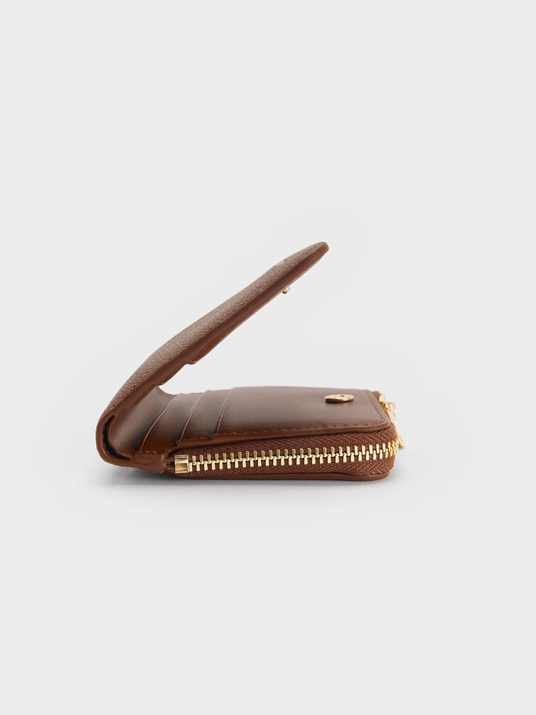 Keely Top Zip Small Wallet, Dark Brown, hi-res