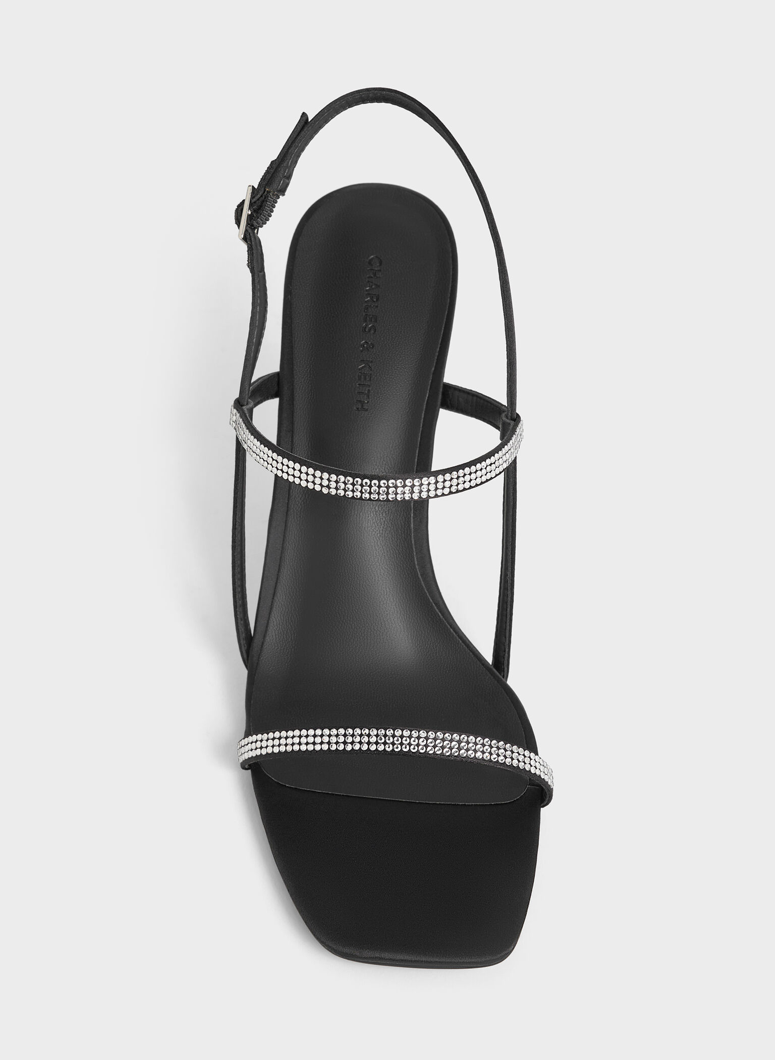 Arona Satin Crystal-Embellished Stiletto-Heel Sandals, Black Textured, hi-res