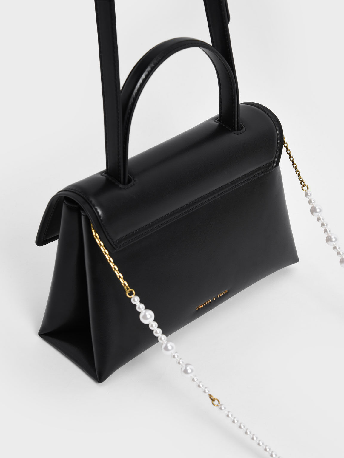 Heirloom Chain-Embellished Trapeze Bag, Black, hi-res